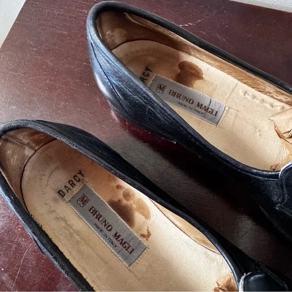 Bruno Magli Darcy Loafers Black Leather Hand Made in Italy